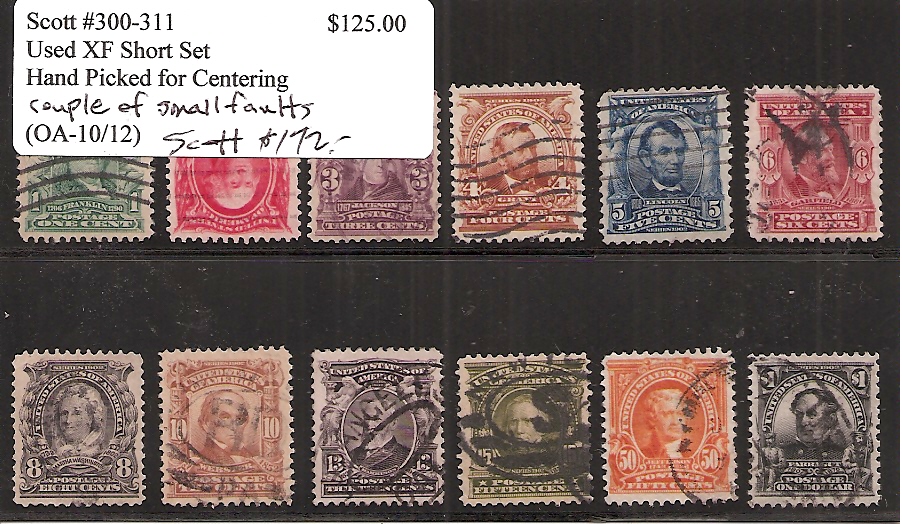 300-09 - 1902-03 Regular Issues Set of 10 stamps - Mystic Stamp Company